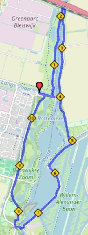 Route kwart marathon Rottemerenloop